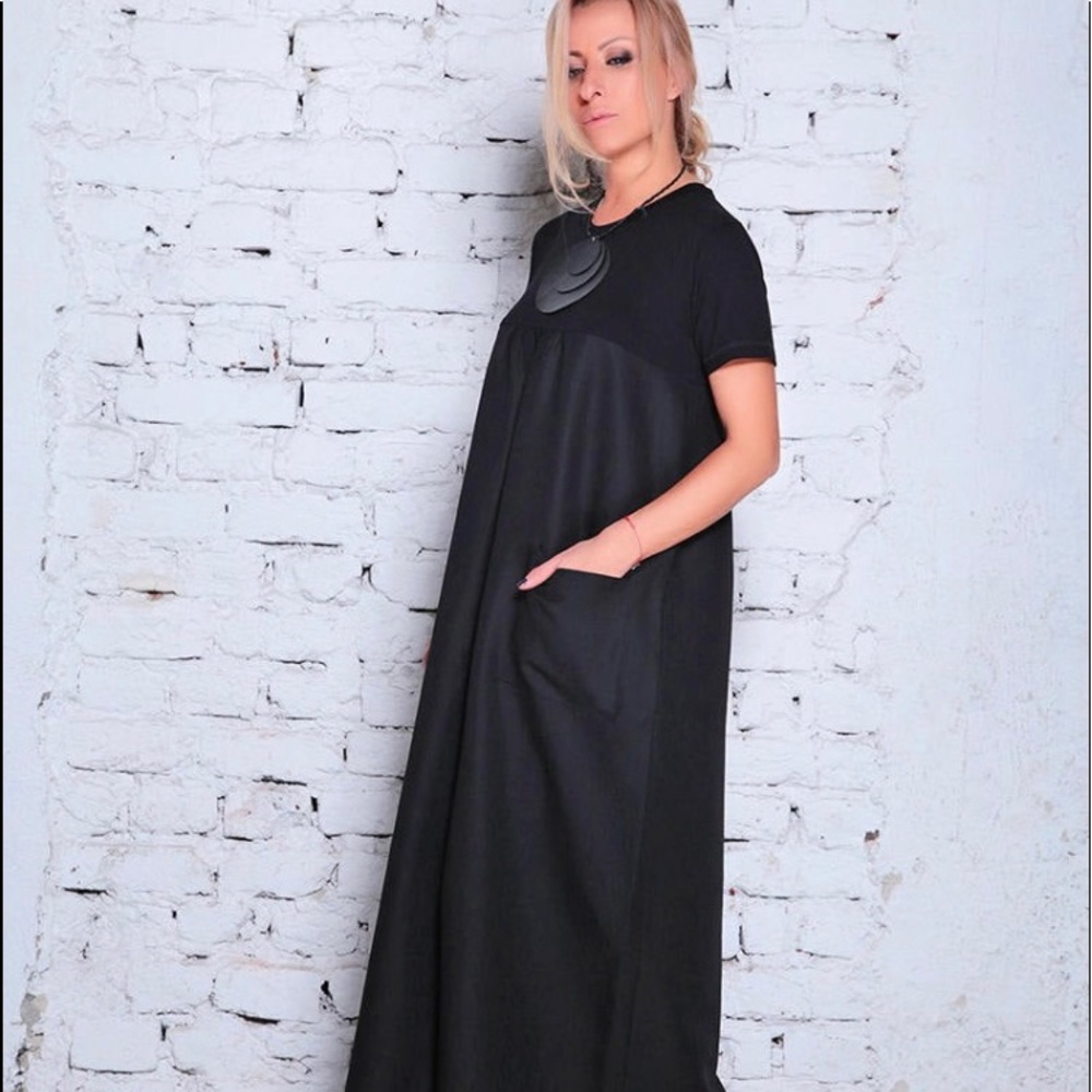 Black Maxi Linen Dress Plus size